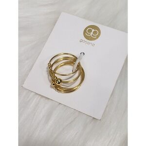 NEW GORJANA SET OF 6 STACKING RINGS GOLD TONE SIZE 6 BALL ABSTRACT
